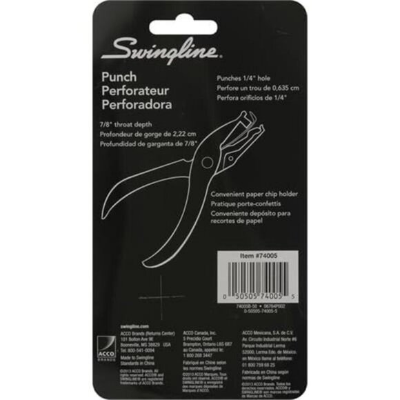 1 Hole Punch 5 Sheet Capacity Hole Puncher Single Hole Paper Punch Chrome (74005 - Picture 3 of 7